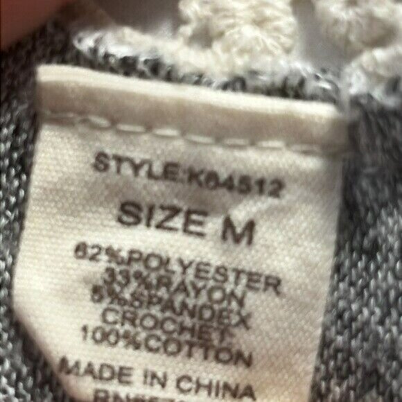 paper tee Knit Hoodie with Kangaroo Pocket & Crochet Sides, Tunic Length, Medium - Picture 8 of 9